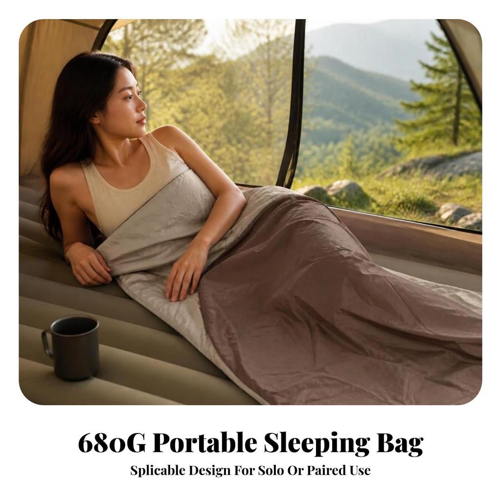 Envelope Sleeping Bag Packable Bedding Soft for Camping, Travel, Adults, Campers