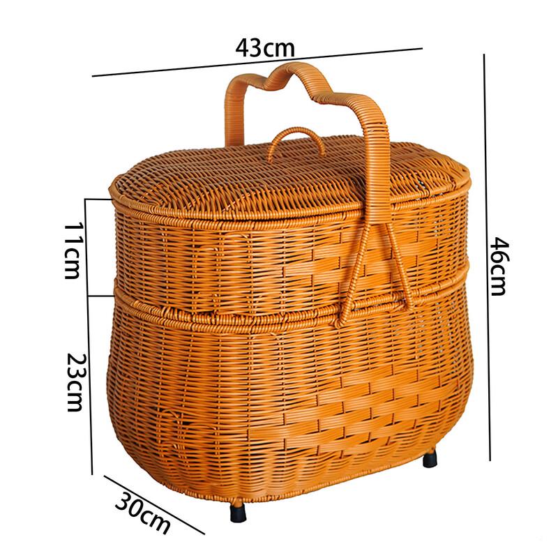 Imitation Rattan Double-Layer Hand Basket