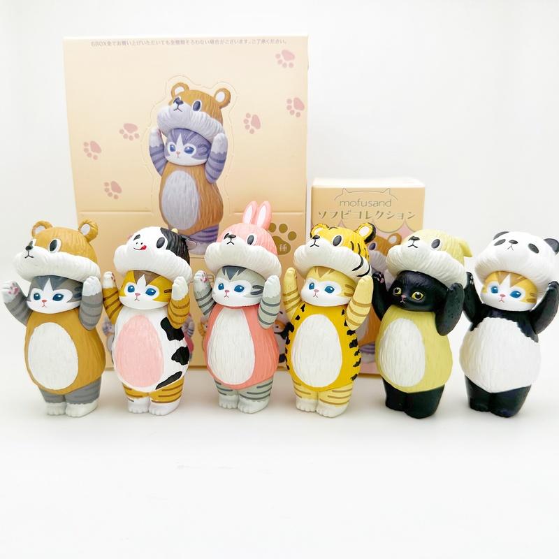 Mofusand Action Figure Set Animal Headwear Cute Pvc Blind Box Donut Style Pendent Bag Keychain Decoration Toys Surprise Gifts