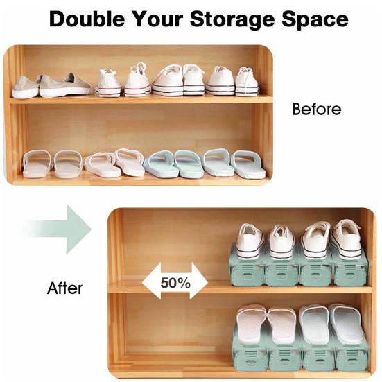 1/26Pcs Double Layer Shoe Holder Space Saving PP Sloped Design Slippers Rack for Dorm