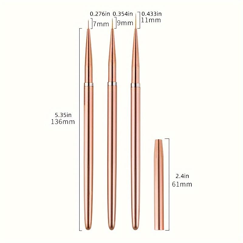 

Розовое золото, 3 шт./компл., УФ-гель для дизайна ногтей, кисти для рисования, рисунок, цветочный полосатый дизайн, наборы инструментов для маникюра 7/9/11 мм 3pcs