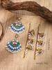 Bohemian Ethnic Rhinestone Flower Bell Earring & Hair Chain Set