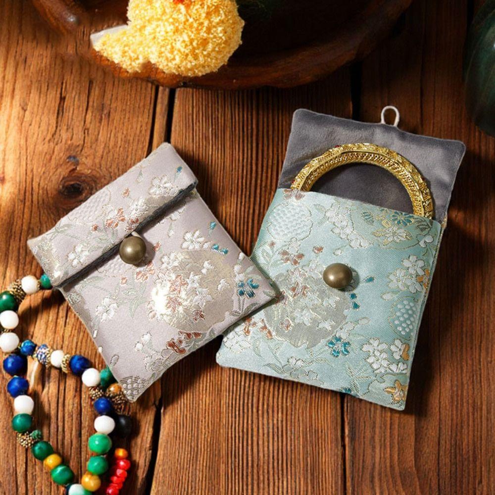 Embroidered Flowers Jewelry Packing Bag Rings Necklace Jewelry Holder Earrings Storage Case  Travel