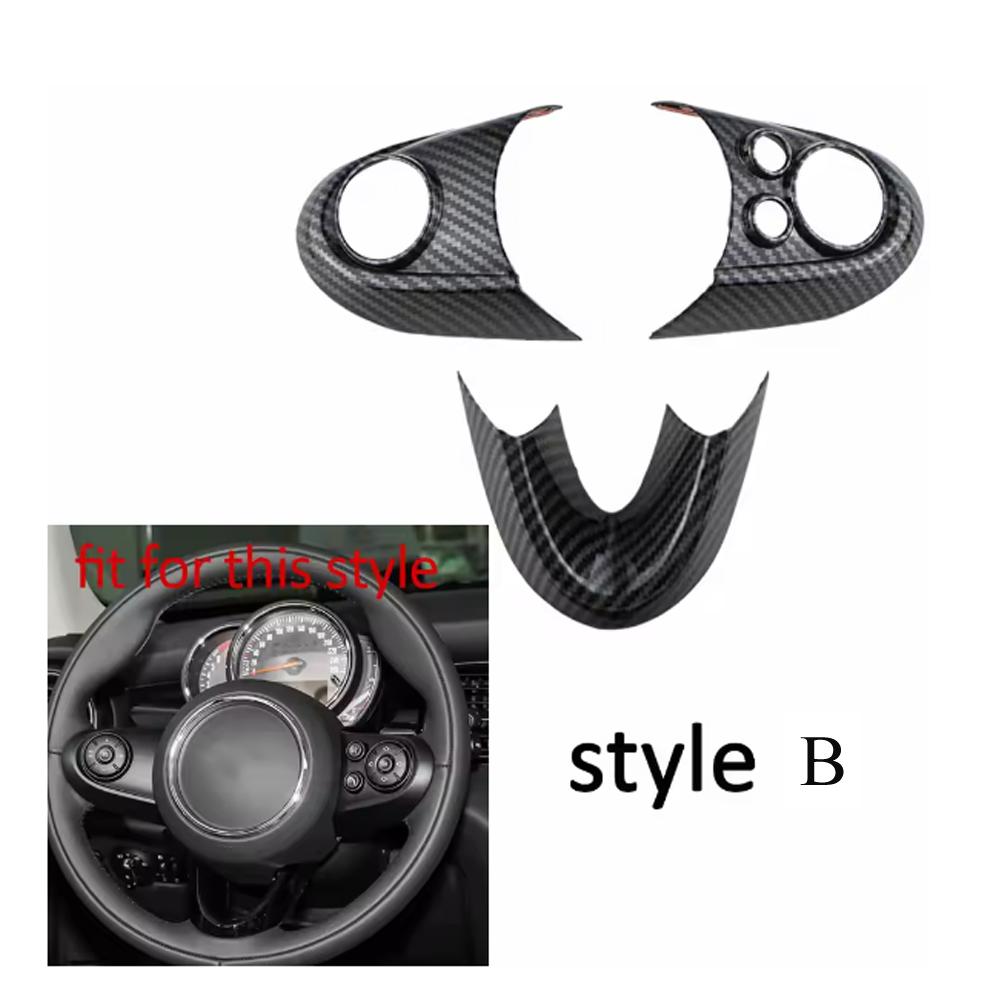 3pcs ABS Carbon Fiber For BMW MINI Cooper F54 F55 F56 F57 F60 Steering Wheel Trim Cover Sticker Car Interior Accessories