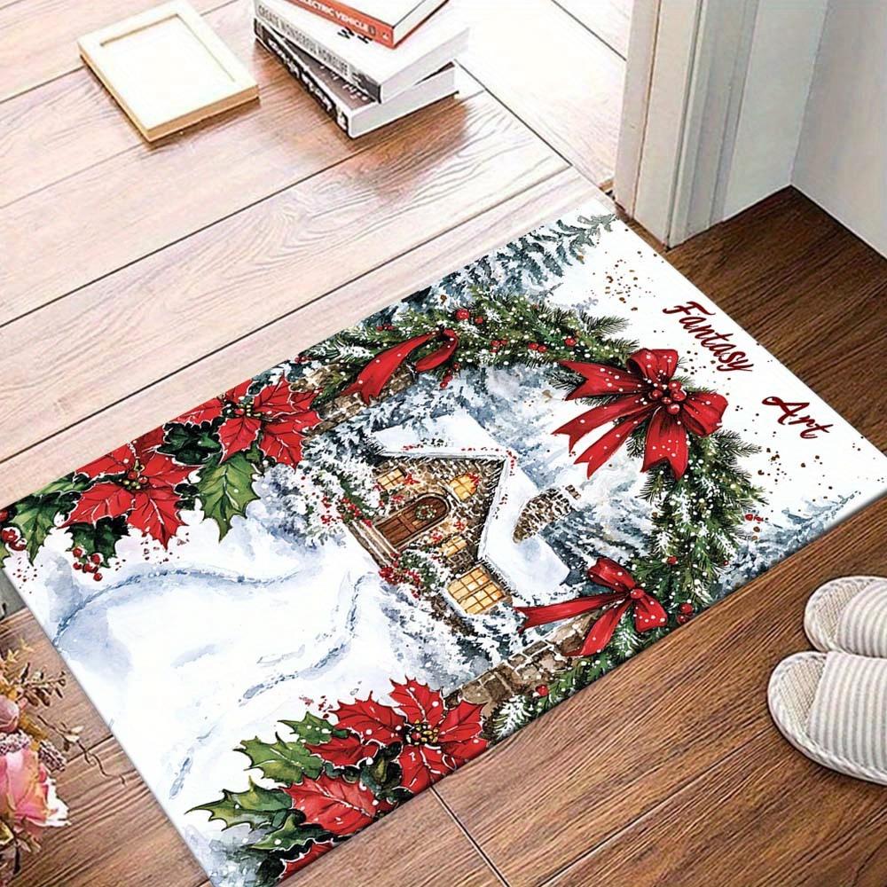 

1pc Snowy Christmas Area Rug, Slip-Resistant, Easy-Clean, Stain-Resistant, Perfect for Cozy Living Rooms, Bedrooms, Kitchens, Offices, and H 60cm by 90cm
