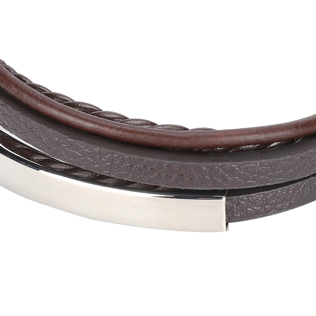 20.5cm Men MultiLayer Bracelet Woven Bracelet Hand Wristband with Magnetic Buckle(Black )