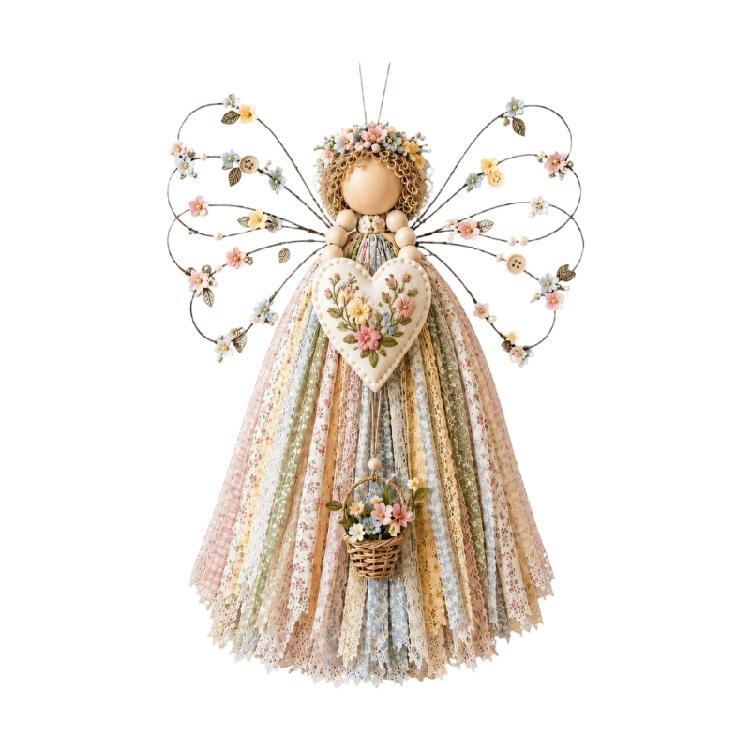 Angel Hanging Display Set for Indoor Rooms, Fabric Body Panels, Wire Outline and Hanging Cord Included for Use