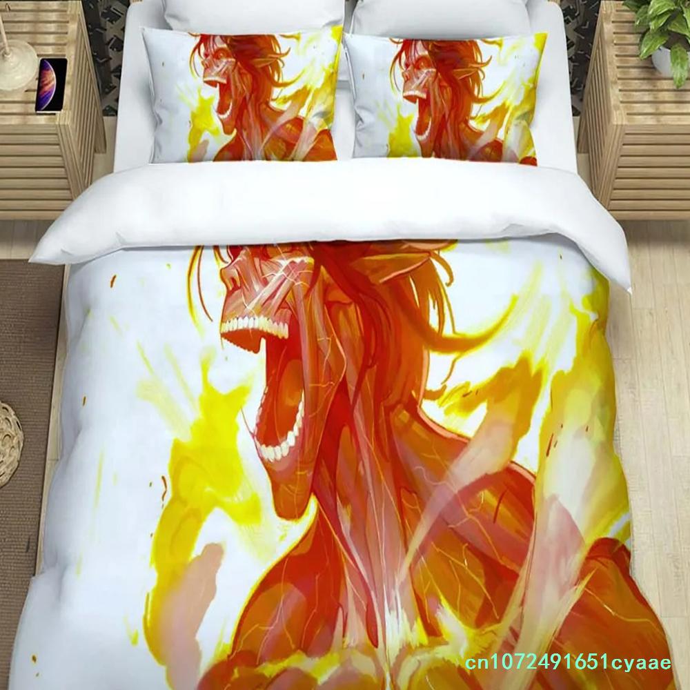 Attack On Titan Printed Polyester Bedding Bedding Set Quilt Cover Pillowcase Soft And Comfortable Customizable