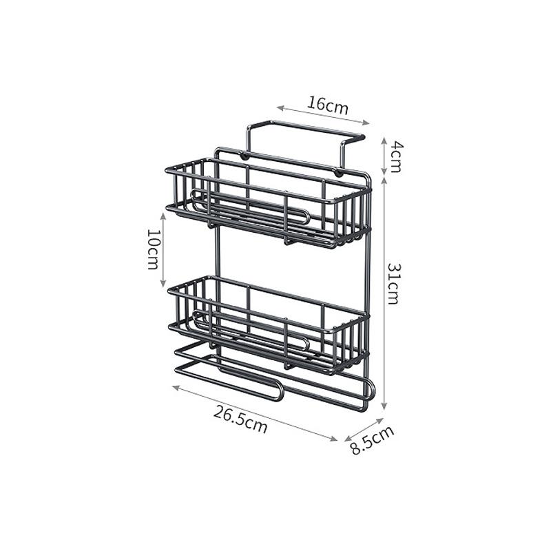 Refrigerator Side Shelf Kitchen Spice Storage Rack Fridge Side Hanging Shelf 3/4 Layer Seasoning Bottle Rack Plastic Wrap Holder