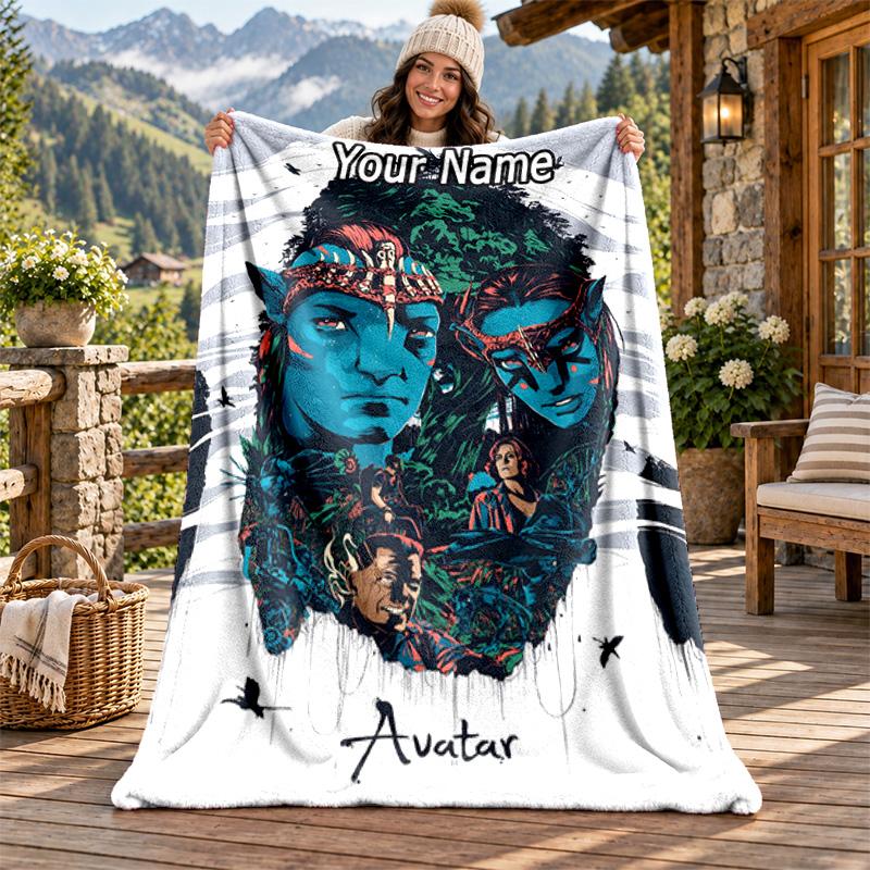 Avatar Benutzerdefinierter Name Flanelldecke Personalisierte Weiche Warme Plüschdecke Personalisierte Geschenkidee für Familie Freunde