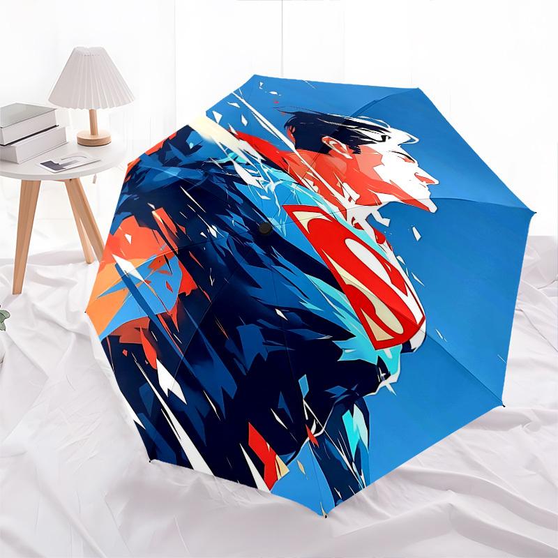 1pc Superman hero Automatic Folding Umbrella - Compact 8-Rib Design, Durable Plastic & Iron1061L