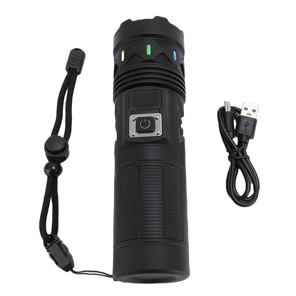 LED Flashlight Aluminum Alloy White Light Zoom Flashlight for Outdoor Camping Fishing Emergency Type C Rechargeable