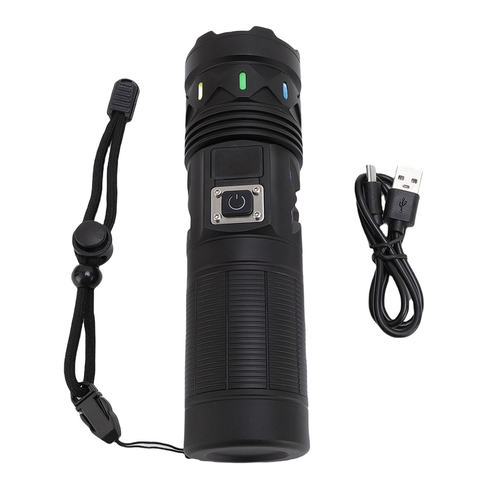 

Светодиодный фонарик Алюминиевый сплав Белый свет Зум-фонарик для кемпинга на открытом воздухе Рыбалки Аварийный Перезаряжаемый через Type-C