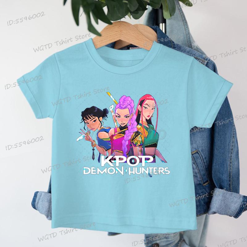 

Fashion Casual Kids T-shirt KPop Demon Hunters Cool Girls Tee Top Funny Gift for Fans Cotton Tshirt -KPop Demon Hunters Clothes 150