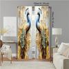2Pcs Golden Feather Peacock Printed Window Curtains Elegance To Your Home With Luxurious Design And Vibrant Colors Machine