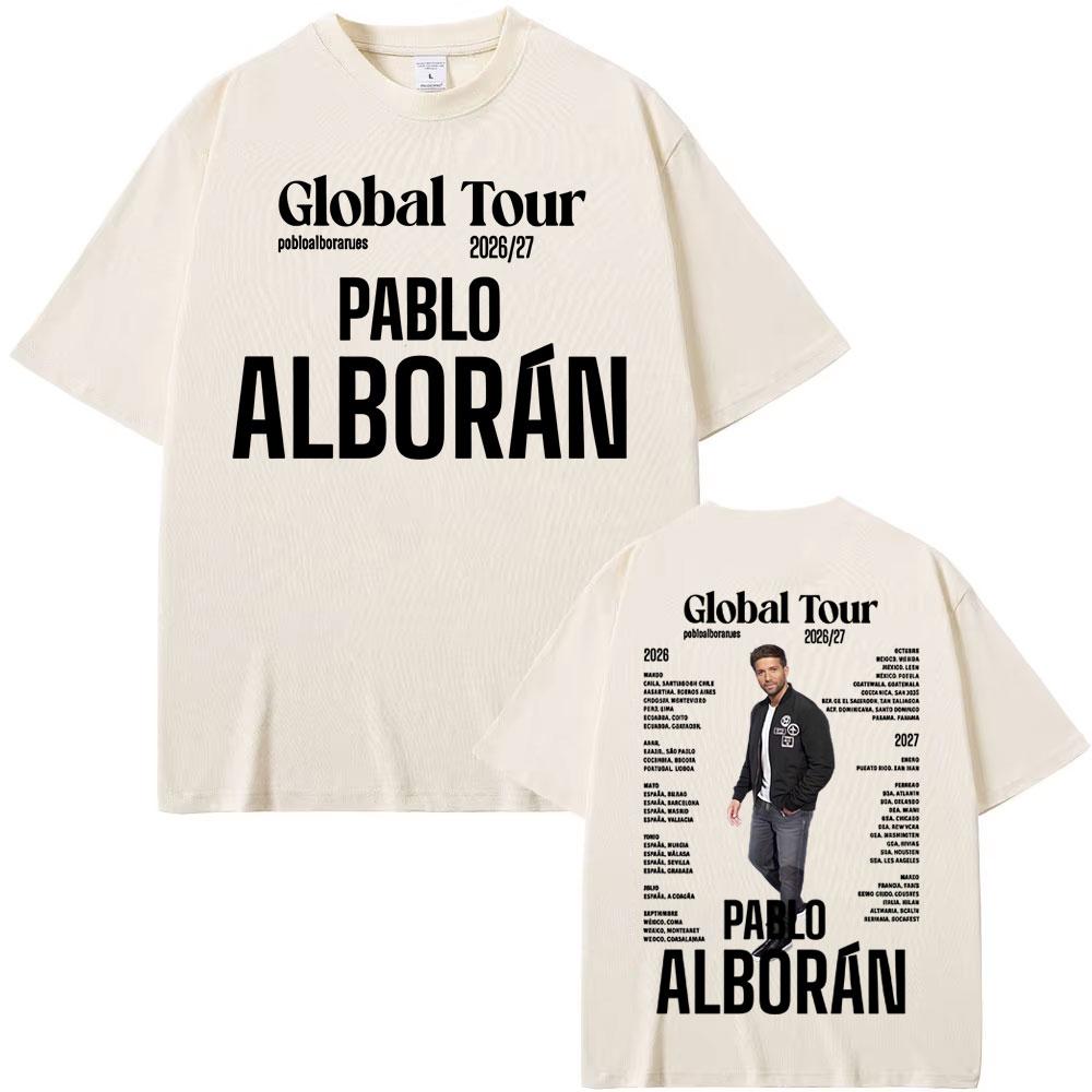 

Иллюстрированная футболка мирового турне рэпера Пабло Альборана 2026-2027 для мужчин и женщин, летняя футболка с принтом из 100% чистого хлопка 4XL