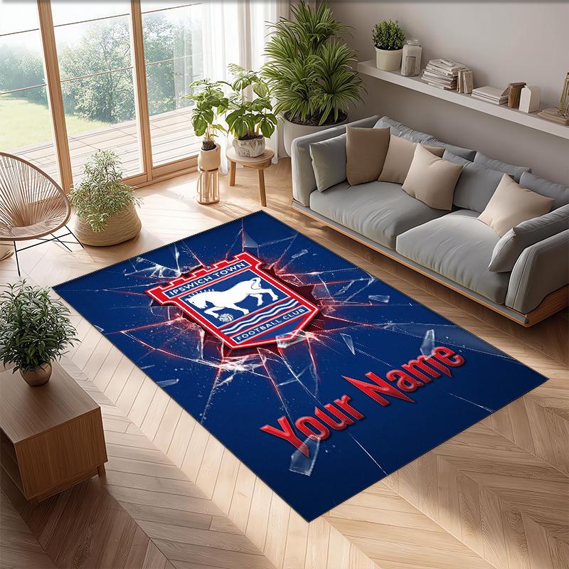 Ipswich Town Printed Crystal Velvet Rug Non‑Slip Crystal Velvet Carpet For Sofa Bedroom Indoor Home Decoration