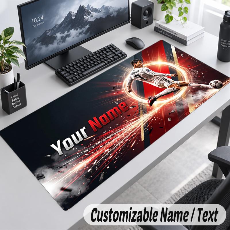Custom Name Text Mouse Pad Cristiano Ronaldo Personalized Desk Pad For Work And Gaming