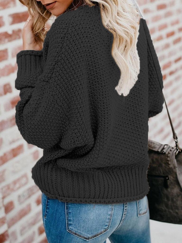 Autumn New Arrivals Loose Knit V-Neck Sweater Women's Clothing