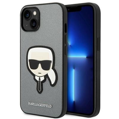Karl Lagerfeld KLHCP14MSAPKHG iPhone 14 Plus / 15 Plus 6.7" Silver/silver Hardcase Saffiano Karl`s Head Patch