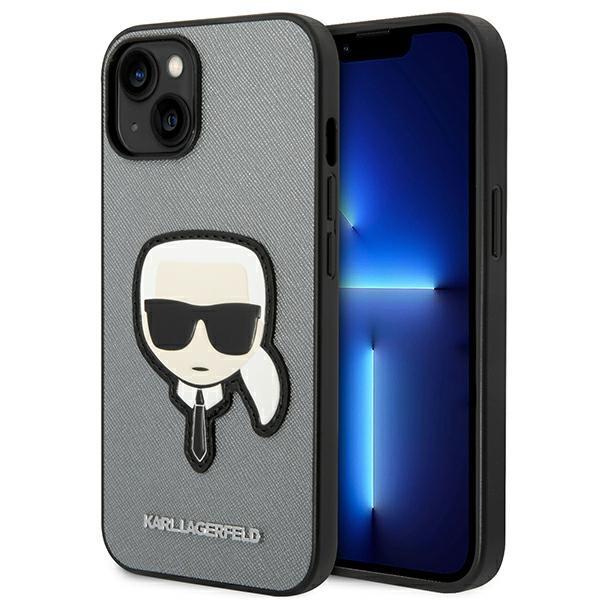 Karl Lagerfeld Klhcp14Ssapkhg Iphone 14 / 15 / 13 6,1 Srebrny/Silver Hardcase Saffiano Karl`s Head Patch