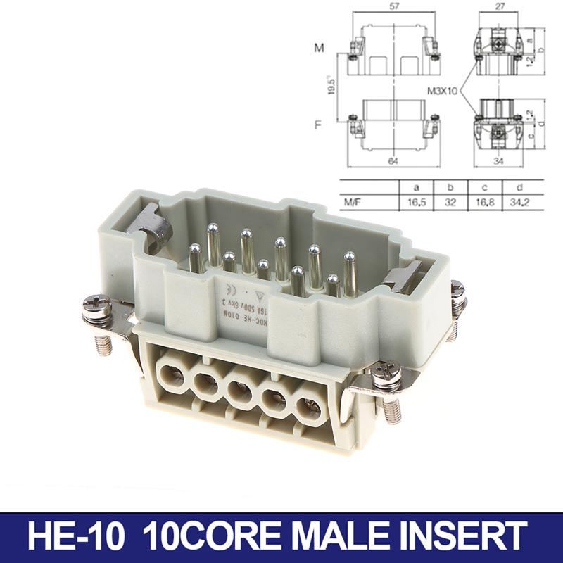 6/10/16/24 Core Heavy-duty Connector HDC-HE Male Connector Core Female Connector Insert 16A 500V Aviation Plug Core