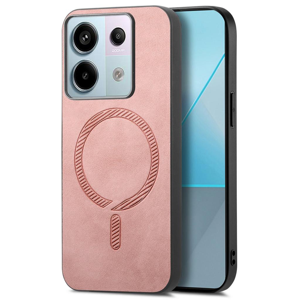 B1 For Xiaomi Poco X6 5G/Redmi Note 13 Pro 5G Leather Back Case Compatible with MagSafe Skin-Touch Phone Cover