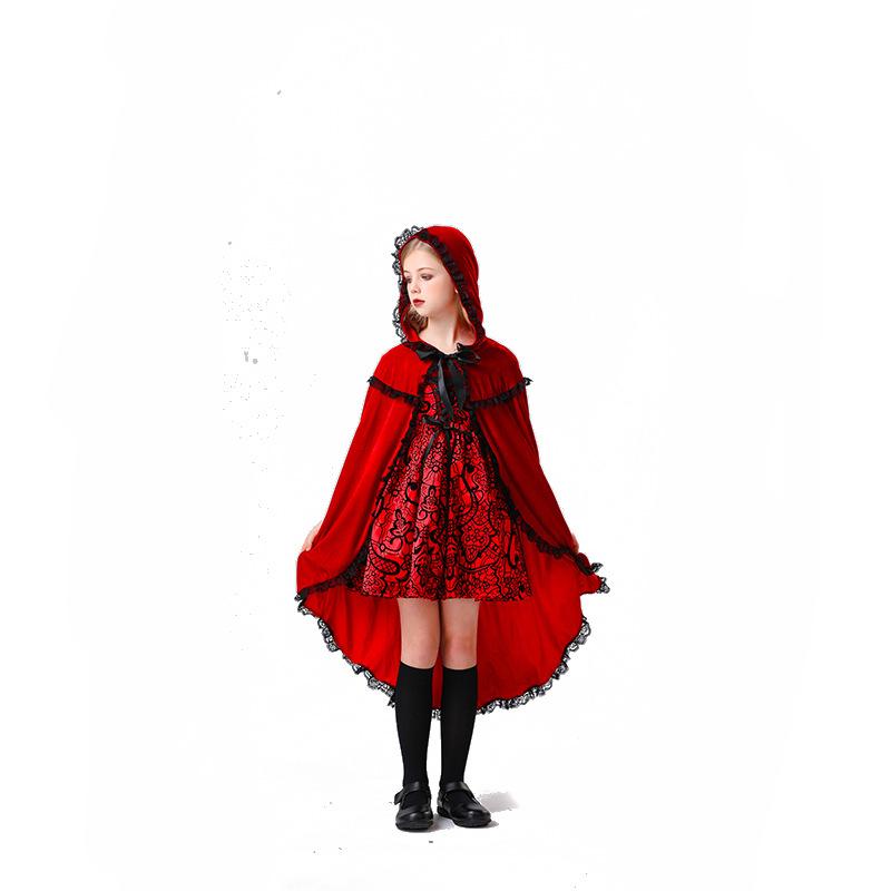 Cosplay Children's Halloween Cloak Cloak Little Red Riding Hood Costume Medieval Costume Cosplay June 1 Costume