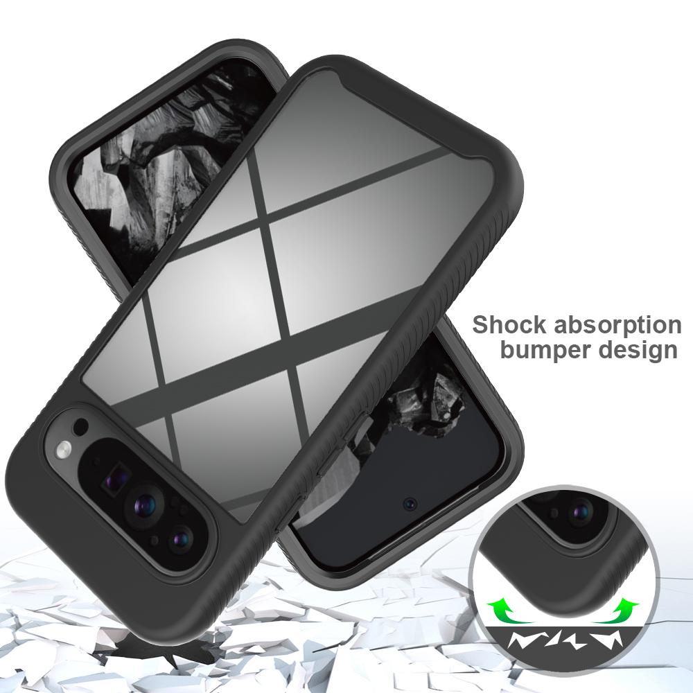 For Google Pixel 9 Pro XL Case PC+TPU Clear Phone Cover with PET Screen Film All-Around Protection