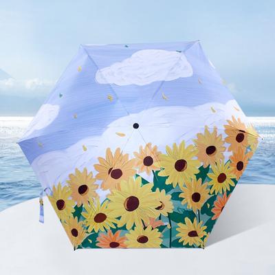 Mini Women's Umbrella Light Sun Rain Portable Pocket Anti-UV Umbrella Women  Oil Painting Umbrella