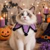 Soft Pet Bib Knitted Star Bib, Handmade Shape Cat Crochet Small Dog with Black Pom-poms for Cats Dogs Halloween Outfit Five-pointed