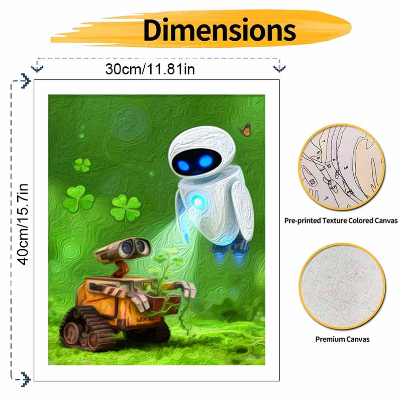 Disney Wall E And Eve Oil Paint Digital Painting Art Kit FillIn Painting Home Decor