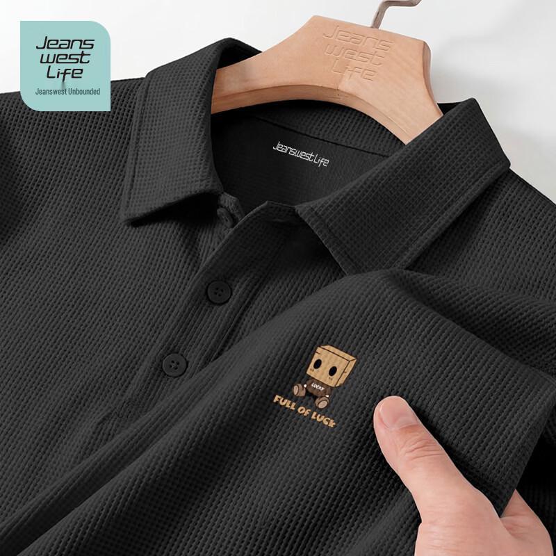 

JEANSWEST LIFE Men s Cartoon Graphic Waffle Knit Polo Shirt