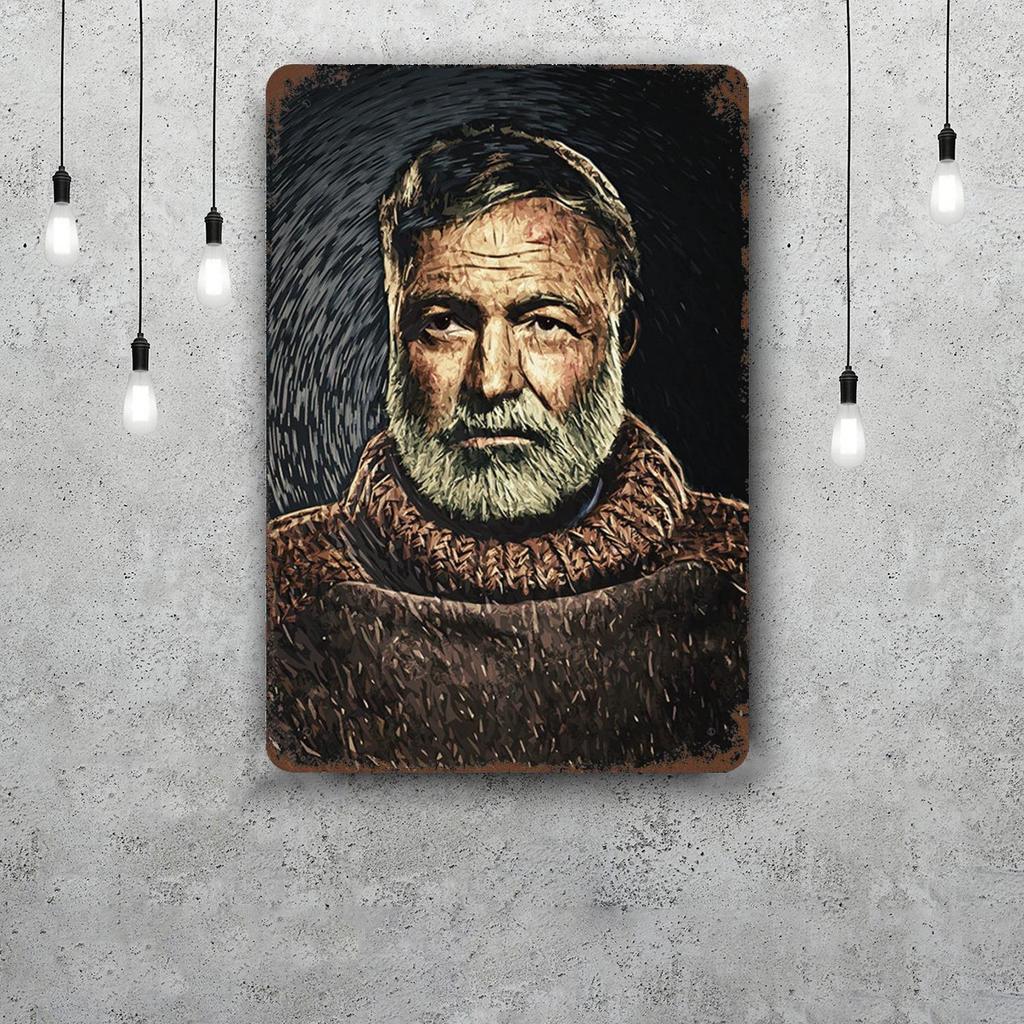 Ernest Hemingway Retro Vintage Tin Sign Poster Decorative Plaque Metal Plate Wall Decor