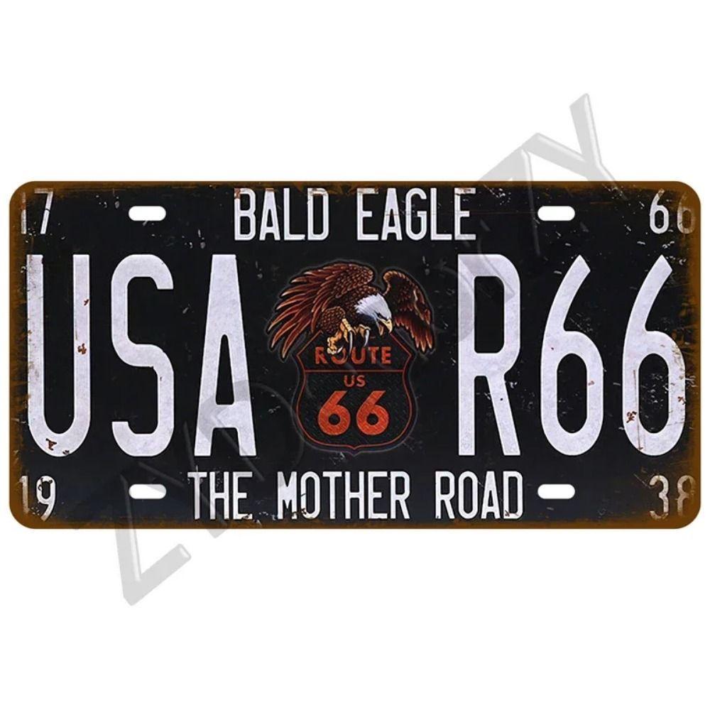 Vintage Route 66 Cars Metal Tin Sign Bar Club Tire Shop Decor