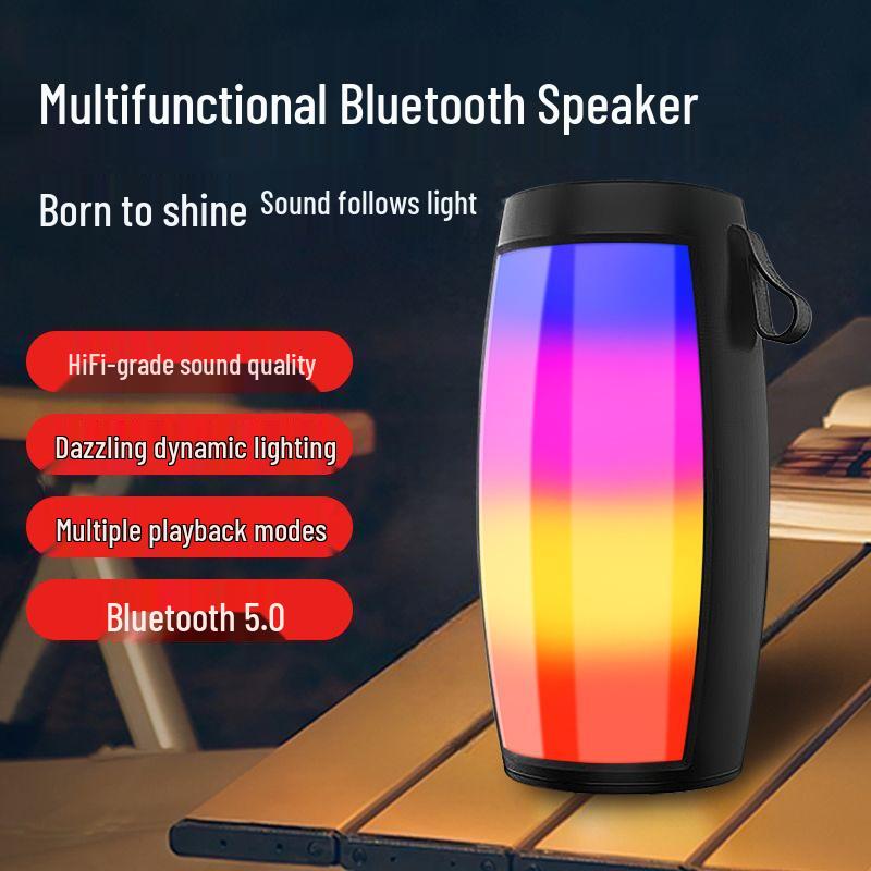 Colorful Rhythm Bluetooth Speaker: High-Quality Sound, Ambient Light, Portable Subwoofer.