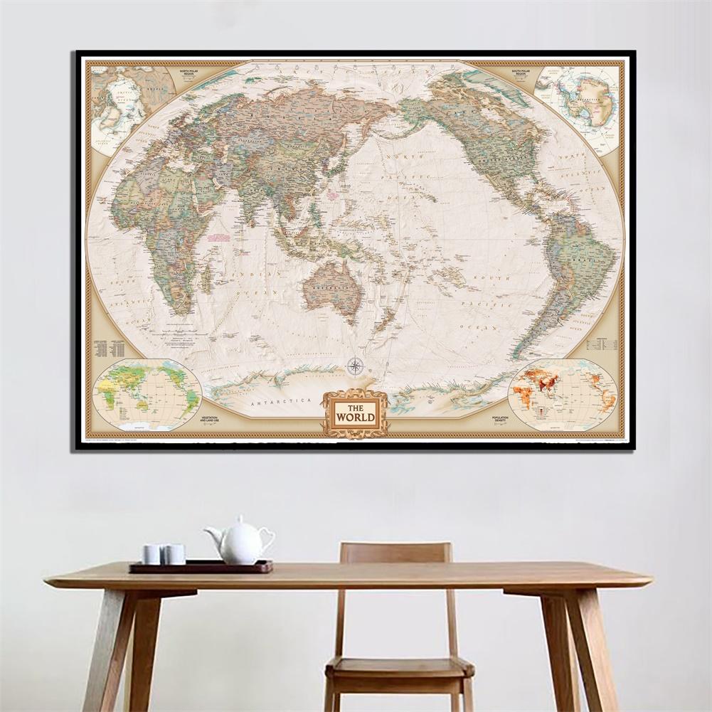 Vintage World Map (With Countries),Decorative Hanging Picture Photography Background Banner for Birthday & Photo Booth