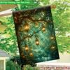 2D Flat - 2D Flat - 2D Flat Printing Garden Flag 1pc, Magic Lanterns On Tree Single Sided Garden Flag, Polyester, Holiday Yard Banner, Seasonal Outsid