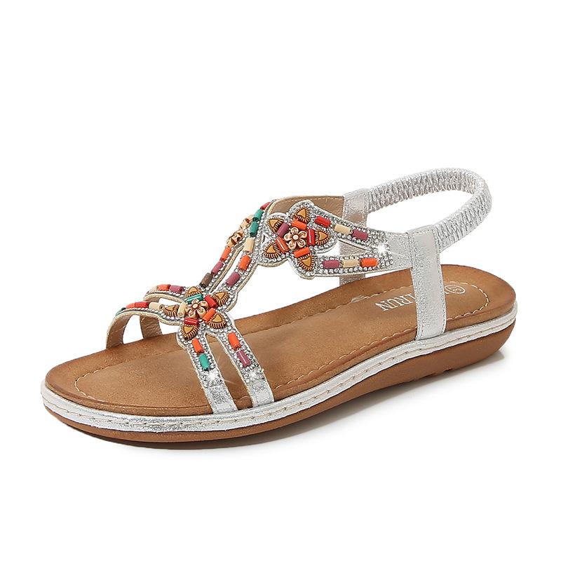 Scarpe Donna Taglie Forti 36-41 Zeppe Estive Sandali Bohémien 2026 Antiscivolo Spiaggia Sandalias Mujer Fascia Elastica Tacco Basso Scarpe Romane