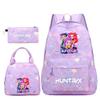 3Pcs/set Cartoon KPOP Printed Backpack with Handbag Pencil Case for Teenager Boy Girl Large Capacity Bookbag Schoolbag Mochila