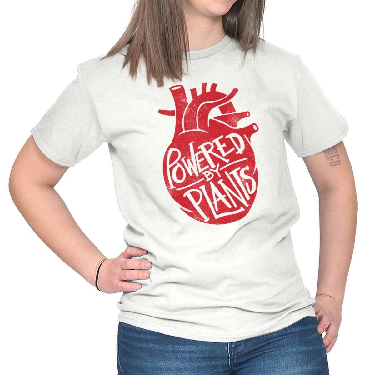 Vegan Human Heart Powered By Plants Joke Womens or Mens Crewneck T Shirt Tee XXXXL