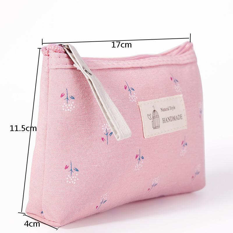 Japan and South Korea canvas waterproof portable cosmetic bag flower large-capacity girl pencil case storage bag toiletry bag