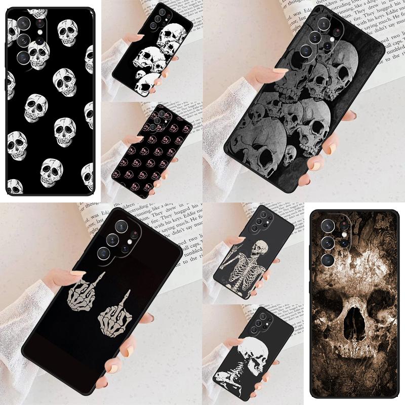 Skeleton Skull Bones Cell Phone Case for Samsung Galaxy S26 Ultra S25 S24 S23 S22 S21 S20 Note10 Cover