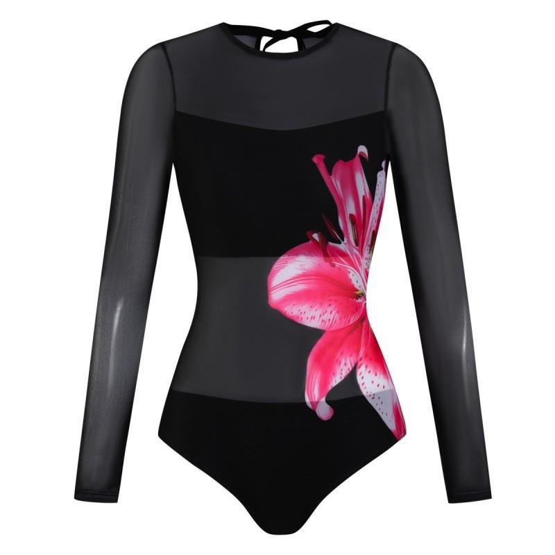 Womens Long Sleeve UPF 40 Sun Protection Swimsuit With Mesh Pants Set Loose Fit Quick Dry Street Style