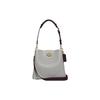 Shoulder Bag Willow 22 Color-blocked Zipper Detachable Strap Pebbled Leather Bucket Hand Crossbody Small Size Women's Gray and Black