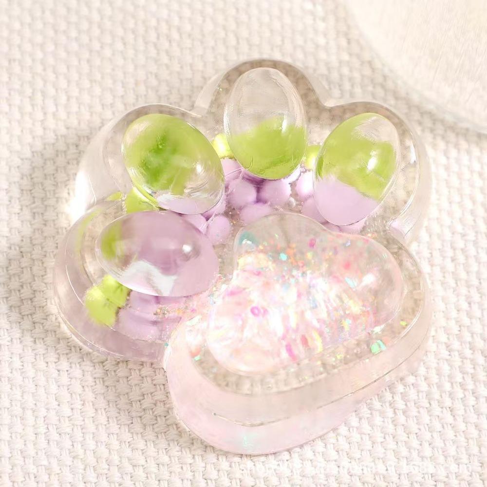 Schattige Fruitstijl Kattenpoot Squishy Aardbei & Ananas Jelly Knijpspeeltje paars