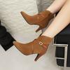 Spring Apricot Black Women Ankle Boots Pointed Toe High Spike Heel Small Big Size 33 47