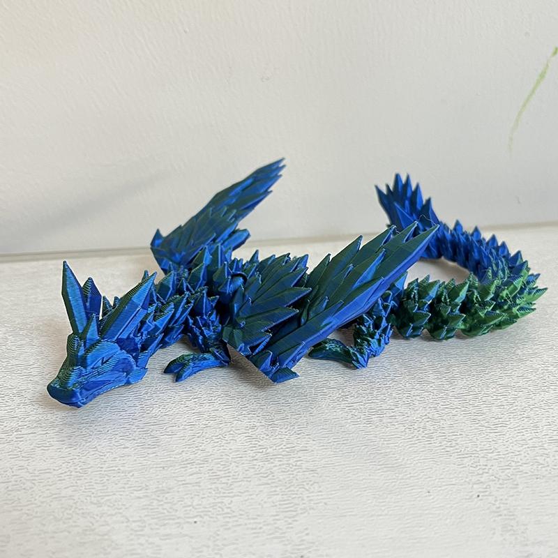 3D Printed Crystal Flying Dragon Movable Wing Toy Landscape Decoration