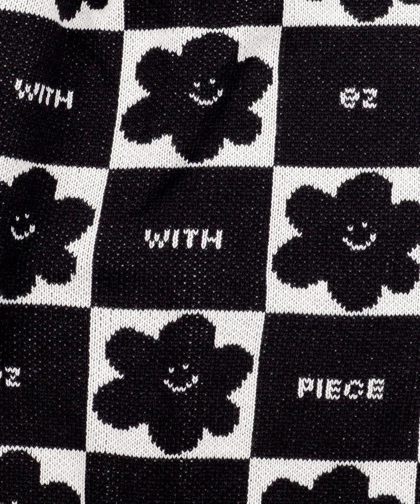 PEACE MAKER Daisy Checkerboard Polo Knit Sweater (Black)
