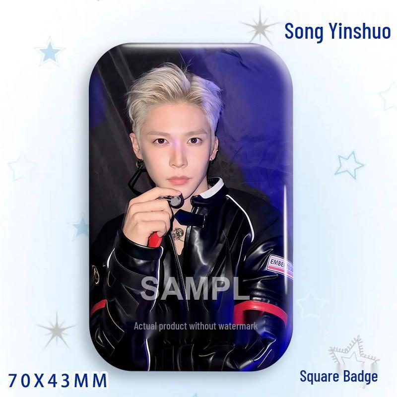Stone Song Bajiji Laser Square Badge: Star Idol Brooch Pendant